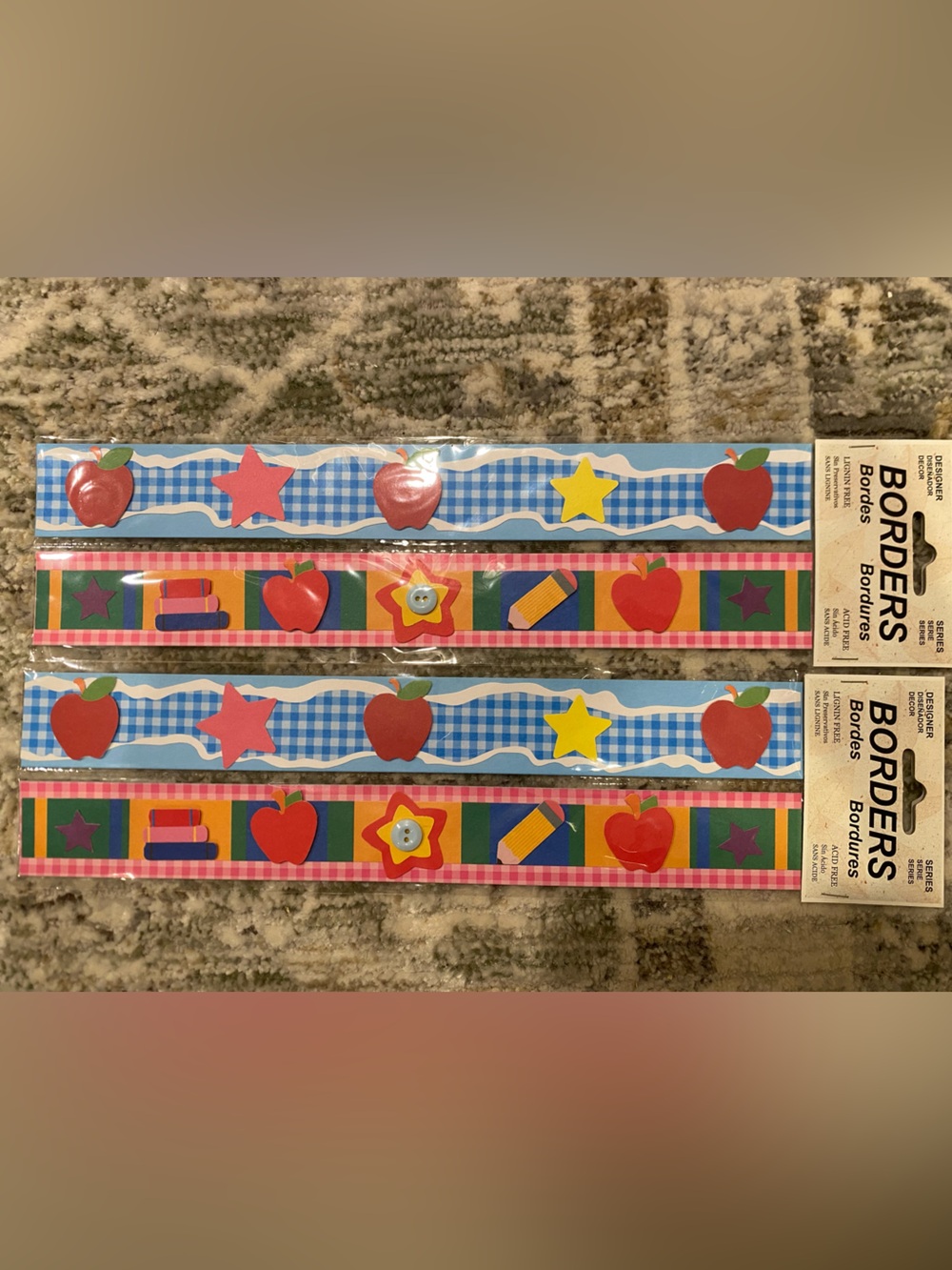 Classroom-Themed Decorative Borders - Blue, Red, Yellow, Green